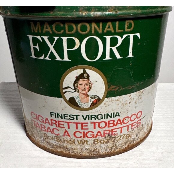 Vitg Macdonald Export Cigarette Tobacco Tin Can Rust Patina No Tin Lid Canada - Picture 2 of 8